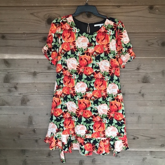 Collective Concepts Floral Scoop Neck S/S Dress M - Picture 2 of 8